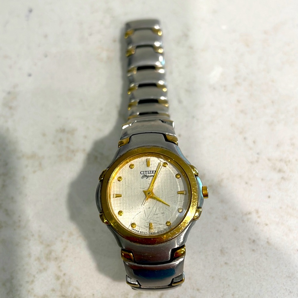 Citizen elegance ladies watch stainless steel water resist, two-tone bracelet